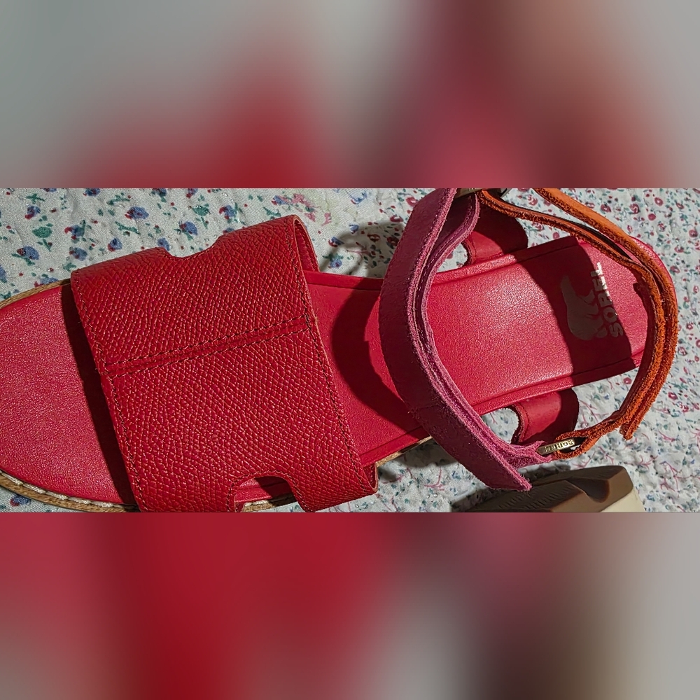 Sorel Leather Sandals with Pink and Orange Straps - Picture 11 of 12